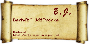 Barhó Jávorka névjegykártya